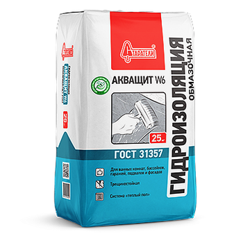 ГИДРОИЗОЛЯЦИЯ ОБМАЗОЧНАЯ "АКВАЩИТ W6", 25 кг