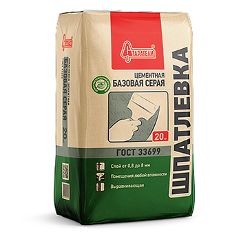 ШПАТЛЕВКА ЦЕМЕНТНАЯ "БАЗОВАЯ" СЕРАЯ, 20 кг